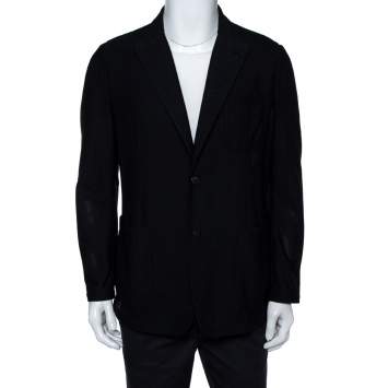 Pre Owned Giorgio Armani Midnight Blue Mesh Button Front Blazer XXL