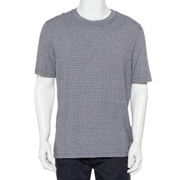 مملوكة مسبقًا Giorgio Armani Grey Patterned Knit Crewneck T-Shirt XXL