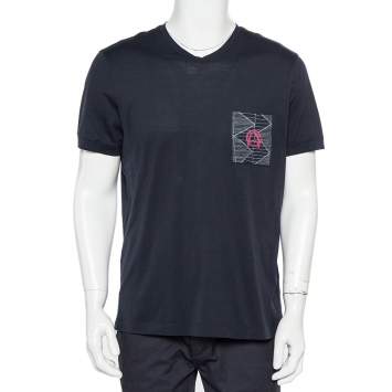 مملوكة مسبقًا Giorgio Armani Navy Blue Patch Pocket Detail V-Neck T-Shirt 3XL