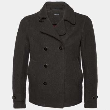 Pre Owned Giorgio Armani Dark Grey Virgin Wool Double Breasted Blazer S