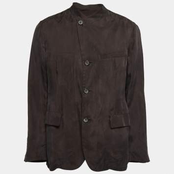 Pre Owned Giorgio Armani Brown Rayon Button Front Jacket XL