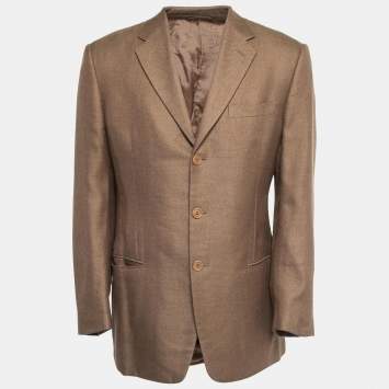 Pre Owned Giorgio Armani Vintage Brown Wool Single Breasted Blazer XL
