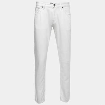 Pre Owned Giorgio Armani White Denim Regular Fit Jeans L/ Waist 36"