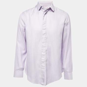 Pre Owned Giorgio Armani Purple Cotton Button Front Shirt M