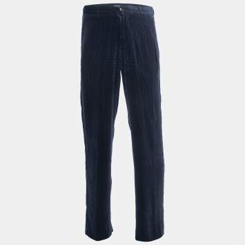 Pre Owned Giorgio Armani Dark Blue Corduroy Trousers L