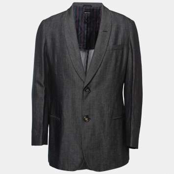 Pre Owned Giorgio Armani Navy Blue Wool Blend Single Breasted Blazer XXL
