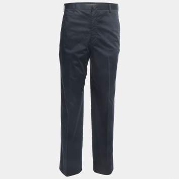 Pre Owned Giorgio Armani Navy Blue Cotton Trousers XXL
