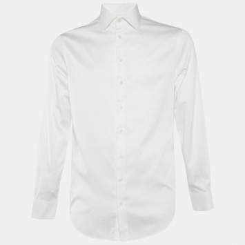 Pre Owned Giorgio Armani White Cotton Button Front Shirt M