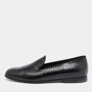 Pre Owned Giorgio Armani Black Patent Leather Smoking Slippers Size 39