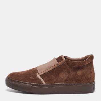 Giorgio Armani Brown Suede and Leather Slip On Sneakers Size 39