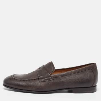 Pre Owned Giorgio Armani Brown Leather Loafers Size 39