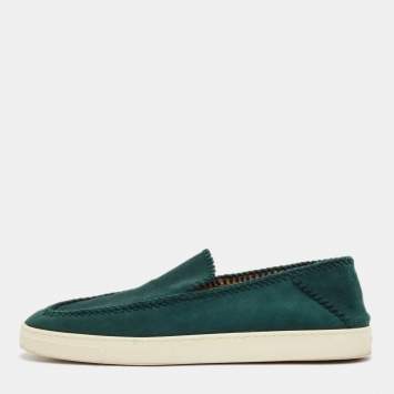 مملوكة مسبقًا Giorgio Armani Green Suede Galleria Slip On Sneakers Size 42