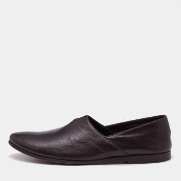 Giorgio Armani Brown Leather Smoking Slippers Size 43