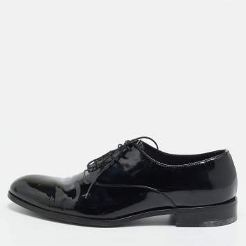 مملوكة مسبقًا Giorgio Armani Size 43 Black Patent Leather Lace Up Oxfords