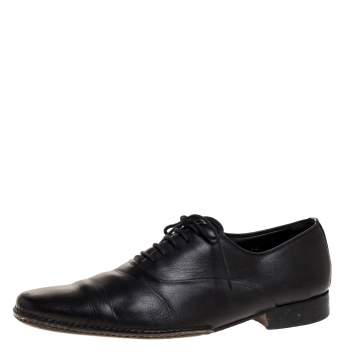 Pre Owned Giorgio Armani Black Leather Lace Up Oxford Size 44