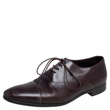 Pre Owned Giorgio Armani Brown Leather Oxfords Size 40.5