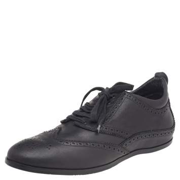 Pre Owned Giorgio Armani Black Brogue Leather Lace Up Derby Size 44