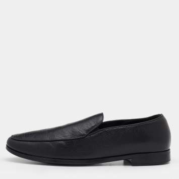 Pre Owned Giorgio Armani Black Lizard Embossed Leather Slip On Loafers Size 44