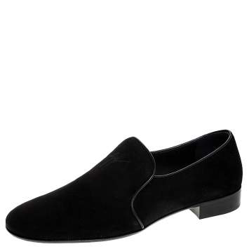 Pre Owned Giuseppe Zanotti Black Suede Cut Smoking Slippers Size 44