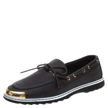 Pre Owned Giuseppe Zanotti Black Leather Kevin Bow Slip On Loafers Size 44
