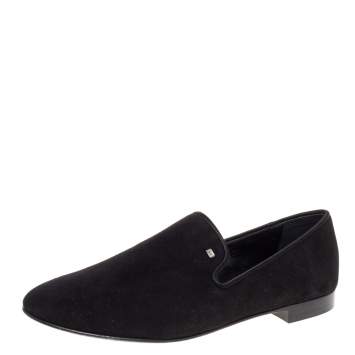 Pre Owned Giuseppe Zanotti Black Suede Kevin Smoking Slippers Size 44