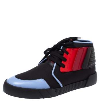 Pre Owned Giuseppe Zanotti Tri Color Canvas and Leather High Top Sneakers Size 45