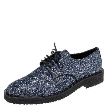 Pre Owned Giuseppe Zanotti Two Tone Coarse Glitter Tyson Derby Size 45