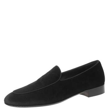 Pre Owned Giuseppe Zanotti  Black  Velvet Slip On Loafers Size 44