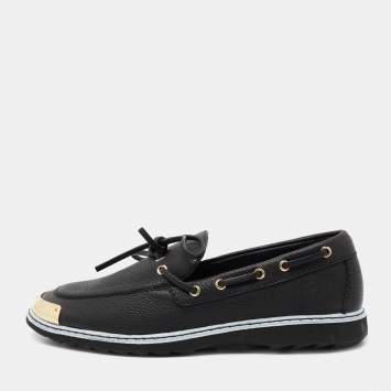 Pre Owned Giuseppe Zanotti Black Leather Kevin Bow Slip On Loafers Size 44