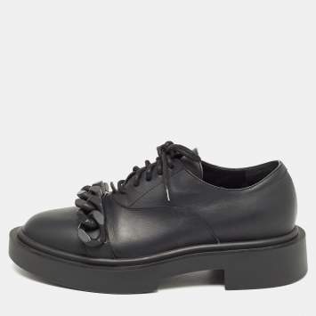 Pre Owned Giuseppe Zanotti Black Leather Chain Trim Adric Oxfords Size 39