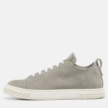 Pre Owned Giuseppe Zanotti Grey Suede Eco blabber Low Top Sneakers Size 45