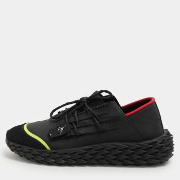 Pre Owned Giuseppe Zanotti Black Mesh and Rubber Urchin Low Top Sneakers Size 42