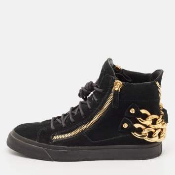 Pre Owned Giuseppe Zanotti Black Suede Kriss High Top Sneakers Size 39