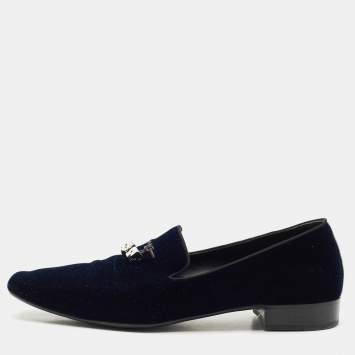 Giuseppe Zanotti Blue Suede Dice  Charm Slip-On Loafers Size 45