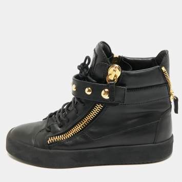 Giuseppe Zanotti Black Leather Coby High Top Sneakers Size 43