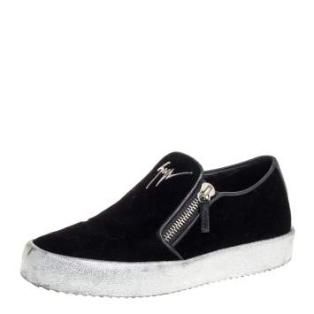 Pre Owned Giuseppe Zanotti Black Velvet Eve Slip On Sneakers Size 40