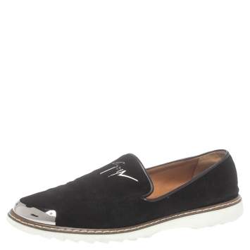 Pre Owned Giuseppe Zanotti Black Suede Leather Smoking Slippers Size 43