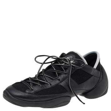 Pre Owned Giuseppe Zanotti Black Mesh And Leather Low Top Sneakers Size 44