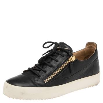Pre Owned Giuseppe Zanotti Black Leather Frankie Sneakers Size 42 