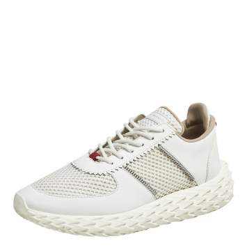 Pre Owned Giuseppe Zanotti White Leather and Mesh Urchin Sneaker Size 42