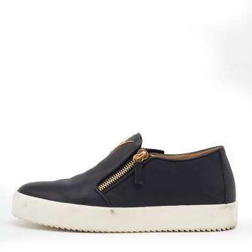Pre Owned Giuseppe Zanotti Black Leather Eve Slip On Sneakers Size 42.5