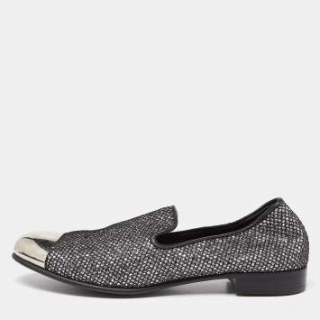 Pre Owned Giuseppe Zanotti Silver Mesh and Glitter Slip on Loafers Size 40.5