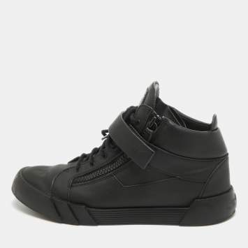 Pre Owned Giuseppe Zanotti Black Matte Leather High Top Sneakers 44