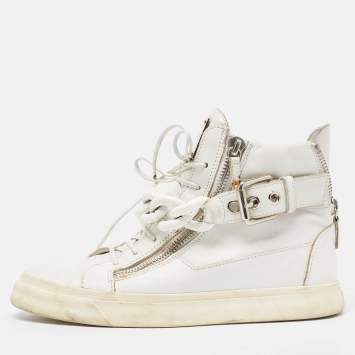 Pre Owned Giuseppe Zanotti White Leather High Top Sneakers Size 40