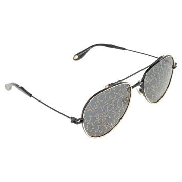 Pre Owned Givenchy Black/Gold GV7057/S Nude Aviator Sunglasses