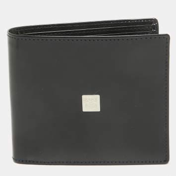 Pre Owned Givenchy Black Glossy Leather Logo Bifold Wallet