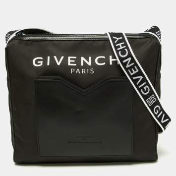 Pre Owned Givenchy Deep Green/Black Nylon and Leather Messenger Bag