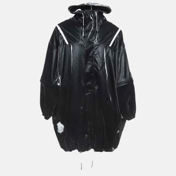 Givenchy Black Contrast Trim Synthetic Oversized Raincoat M