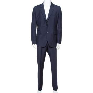 Pre Owned Givenchy Navy Blue Wool & Mohair Tailored Suit XXXL