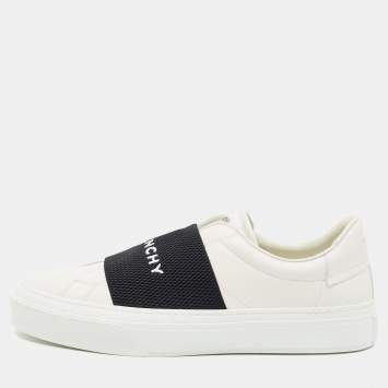 Pre Owned Givenchy City Sport Size 42 White/Black Leather Slip On Sneakers
